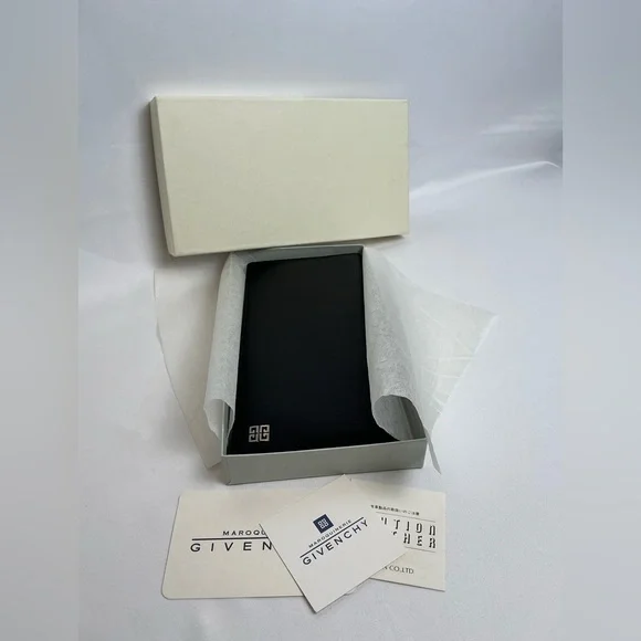 New Givenchy Black Lambskin Leather Long Wallet with Box, Tags & COA